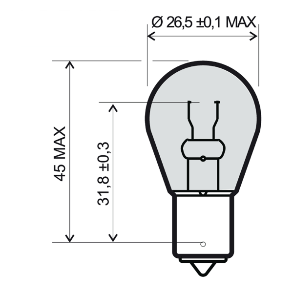 BOMBILLA RMS 12V 21W BA15S - NARANJA