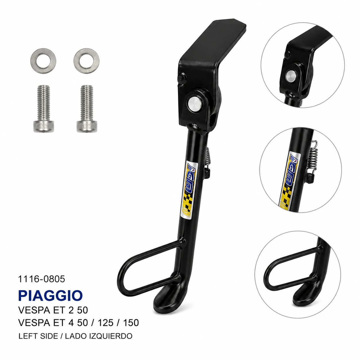 Caballete lateral izquierdo Piaggio Vespa ET2 50 ET4 50 125 150 IGM 1116-0805