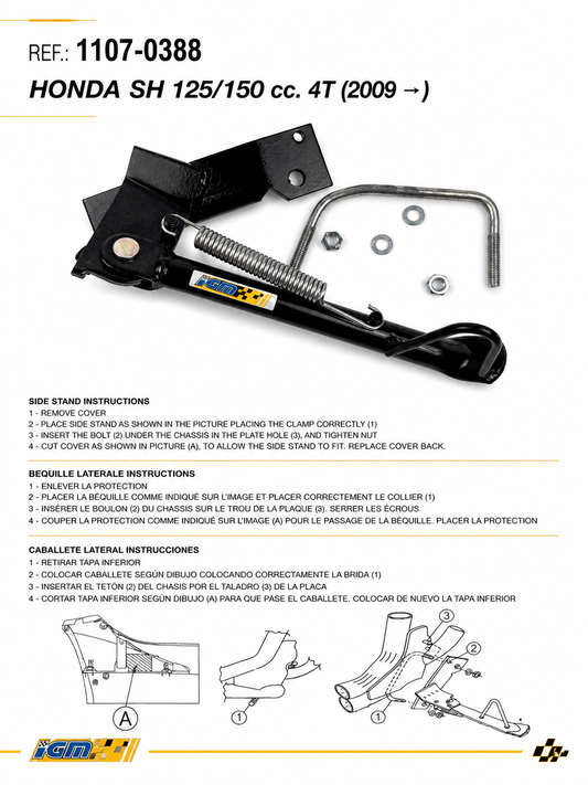 Caballete lateral izquierdo Honda SH 125 SH 150 4T 2009- IGM 1107-0388